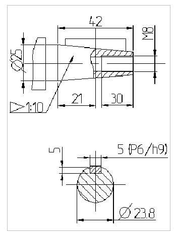 размеры валов червячного редуктора 1Ч2 160 - 80 схема 1